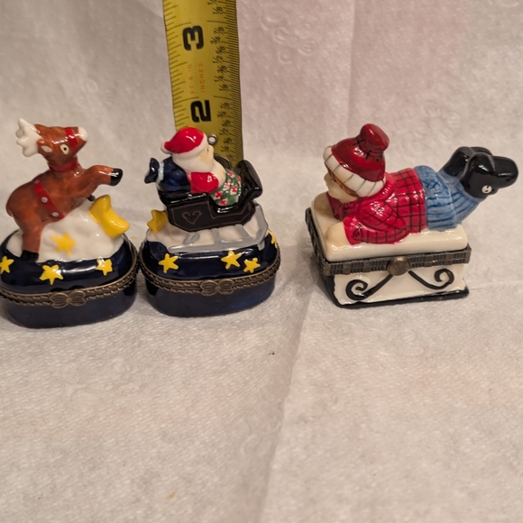 3 Christmas Hinged Trinket Boxes. Santa, Sledding, Rudolph Reindeer - Picture 10 of 10